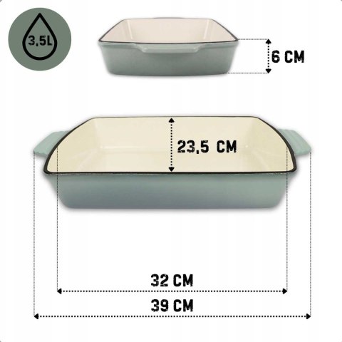 EMALIOWANA FORMA BRYTFANNA ŻELIWNA 32 x 23,5cm HAGE SEA SALT