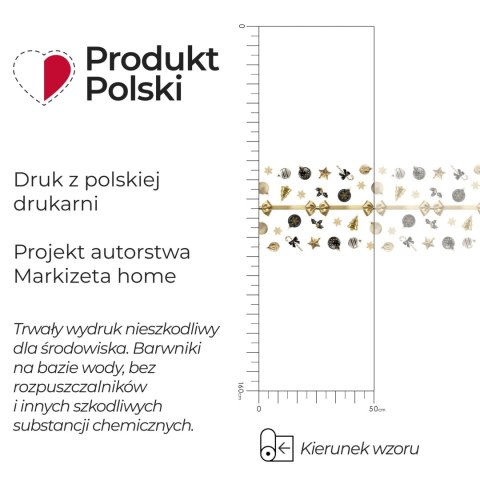 BOMBKI CHOINKOWE GLAMOUR Tkanina dekoracyjna obrusowa NINA WODOODPORNA, 160cm, kolor 006 czarno-złoty DBN458/NIW/N06/160000/1