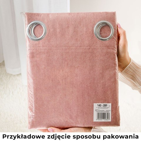 ELEONORA Zasłona gotowa na przelotkach, szerokość 140cm x wysokość 250cm, kolor 003 jasny beżowy ze złotym nadrukiem na VELVI TD