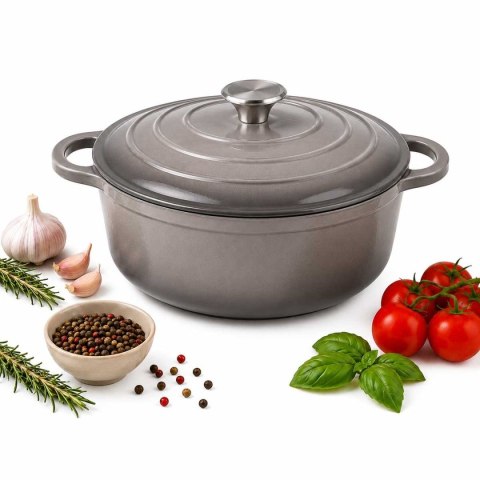 EMALIOWANY GARNEK ŻELIWNY 26cm 4,8L SZARY 7720