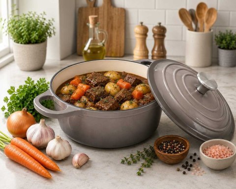 EMALIOWANY GARNEK ŻELIWNY 26cm 4,8L SZARY 7720