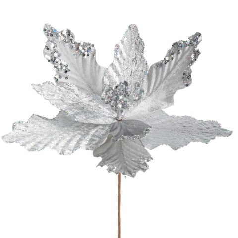 KWIAT ŚWIĄTECZNY 305 O 26 CM SREBRNY