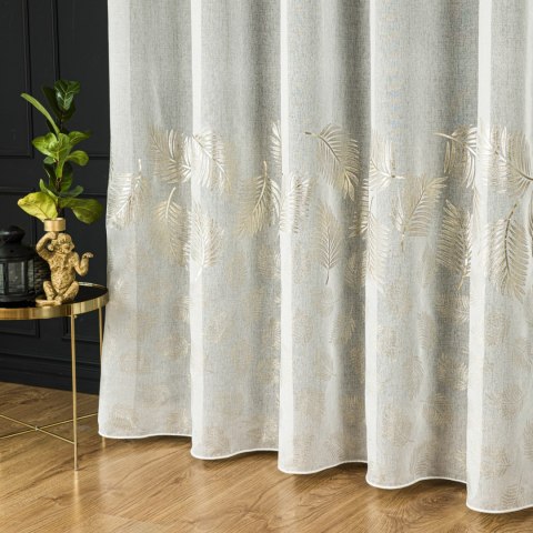 MARIETTA Firanka fantazyjna z ołowianką, wysokość 300cm, kolor 010 offwhite ze złotym-szampańskim zdobieniem 000261/OLO/010/0003