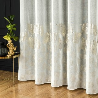 MARIETTA Firanka fantazyjna z ołowianką, wysokość 300cm, kolor 010 offwhite ze złotym-szampańskim zdobieniem 000262/OLO/010/0003