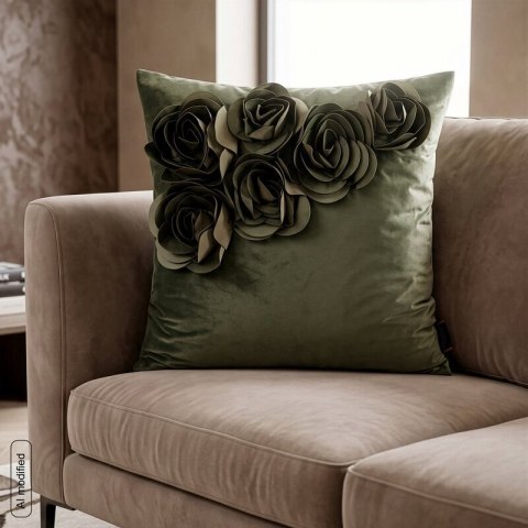 POSZEWKA FLORES 1 45 X 45 CM OLIWKOWY