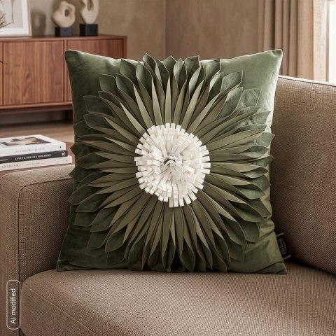 POSZEWKA FLORES 3 45 X 45 CM OLIWKOWY