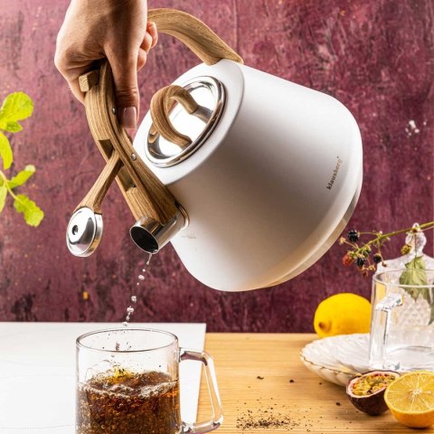 CZAJNIK STALOWY Z GWIZDKIEM 2,5L KLAUSBERG KB-9061 BIAŁY