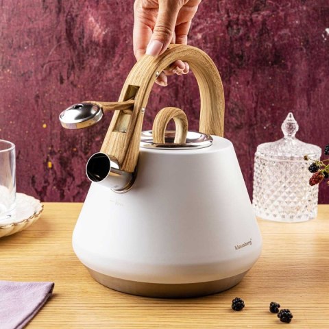 CZAJNIK STALOWY Z GWIZDKIEM 2,5L KLAUSBERG KB-9061 BIAŁY