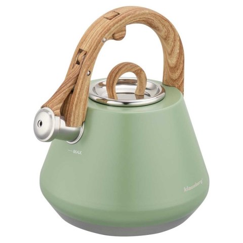 CZAJNIK STALOWY Z GWIZDKIEM 2,5L KLAUSBERG KB-9062 PISTACJOWY