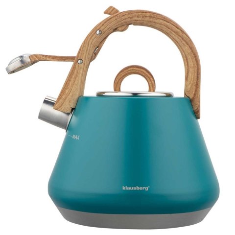 CZAJNIK STALOWY Z GWIZDKIEM 2,5L KLAUSBERG KB-9063 TURKUSOWY