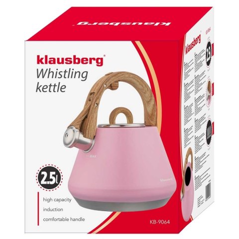 CZAJNIK STALOWY Z GWIZDKIEM 2,5L KLAUSBERG KB-9064 RÓŻOWY