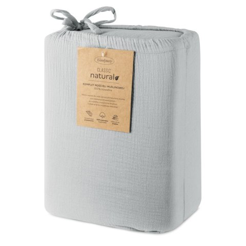 KOMPLET POŚCIELI MUSLIN 160 X 200 CM SREBRNY
