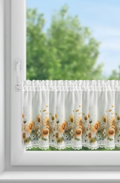 FIRANA GOTOWA SUNFLOWER NA TAŚMIE 150 X 40 CM BIAŁY