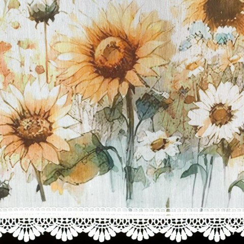 FIRANA GOTOWA SUNFLOWER NA TAŚMIE 150 X 40 CM BIAŁY