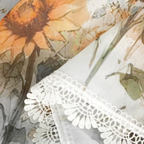 FIRANA GOTOWA SUNFLOWER NA TAŚMIE 150 X 70 CM BIAŁY