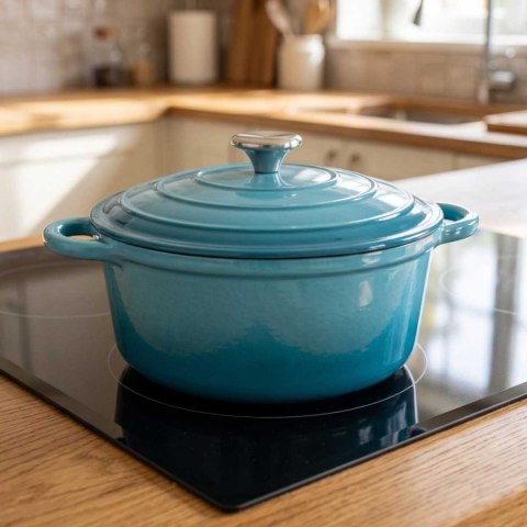 EMALIOWANY GARNEK ŻELIWNY 22cm 3L HAGE LAZUR