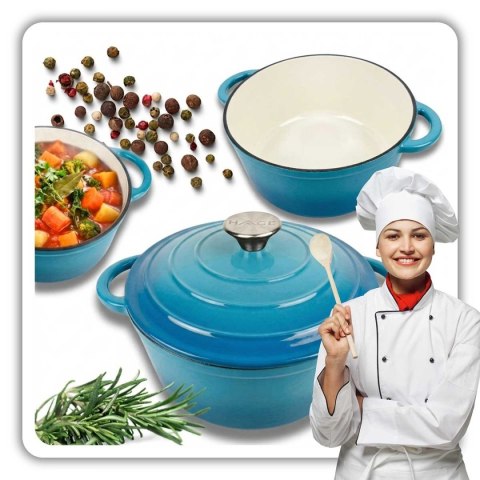 EMALIOWANY GARNEK ŻELIWNY 24cm 4L HAGE LAZUR