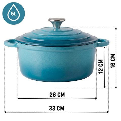 EMALIOWANY GARNEK ŻELIWNY 26cm 5L HAGE LAZUR