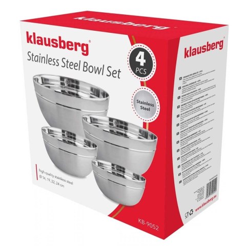 KOMPLET STALOWYCH MISEK KUCHENNYCH 14/19/22/24 cm KLAUSBERG KB-9052