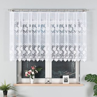 Firanka żakardowa ze wzorem pasowym, wysokość 110cm, kolor 003 biały/niebieski 017480/000/003/000110/1