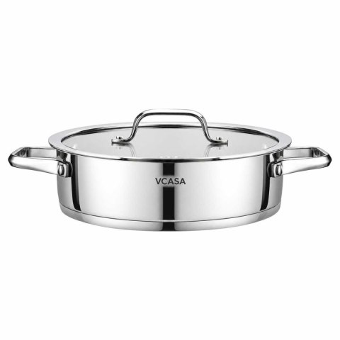 GARNEK STALOWY NISKI Z POKRYWĄ 24cm 2.9L VCASA VC-90116 AMARA
