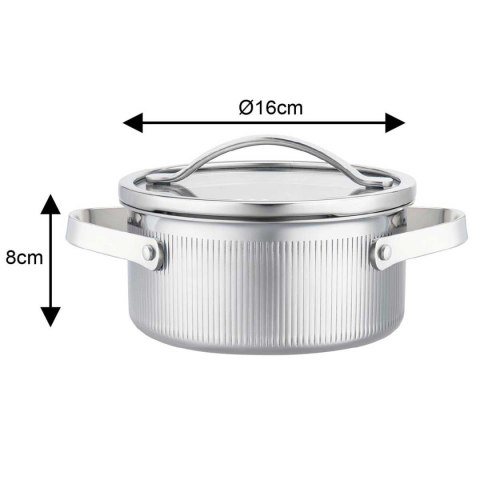 GARNEK STALOWY Z POKRYWĄ 16cm 1,5L VCASA VC-90122 VELORA