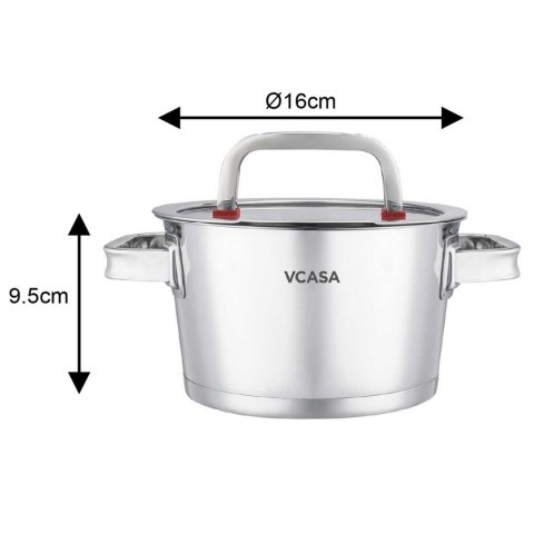 GARNEK STALOWY Z POKRYWĄ 16cm 1,6L VCASA VC-90102 SIERRA