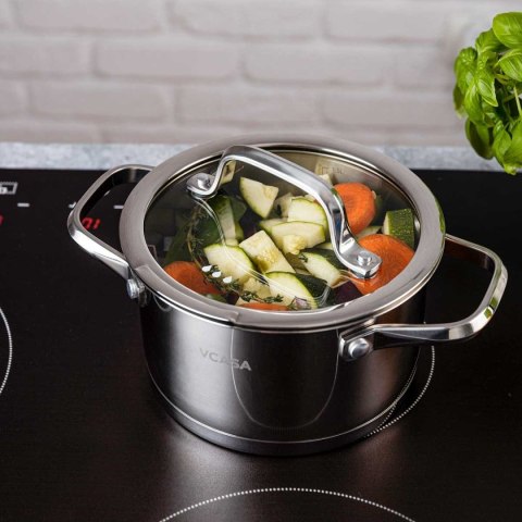 GARNEK STALOWY Z POKRYWĄ 16cm 1,8L VCASA VC-901112 AMARA