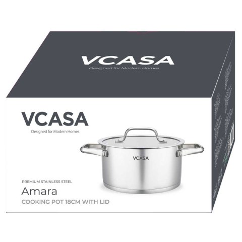 GARNEK STALOWY Z POKRYWĄ 18cm 2.6L VCASA VC-901113 AMARA
