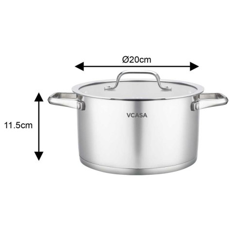 GARNEK STALOWY Z POKRYWĄ 20cm 3.4L VCASA VC-901114 AMARA