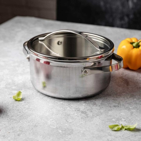 GARNEK STALOWY Z POKRYWĄ 20cm 3L VCASA VC-90124 VELORA