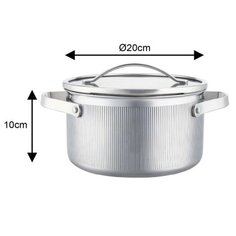 GARNEK STALOWY Z POKRYWĄ 20cm 3L VCASA VC-90124 VELORA