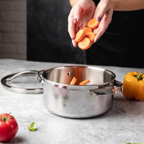 GARNEK STALOWY Z POKRYWĄ 20cm 3L VCASA VC-90124 VELORA