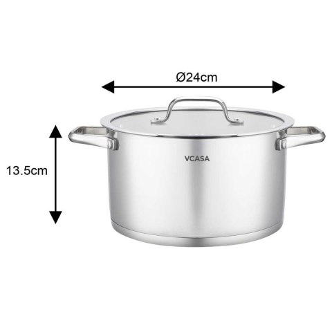 GARNEK STALOWY Z POKRYWĄ 24cm 5.8L VCASA VC-901115 AMARA