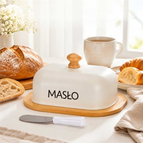 MASELNICZKA STALOWA Z NOŻYKIEM DO SMAROWANIA E-6334 BEŻOWA