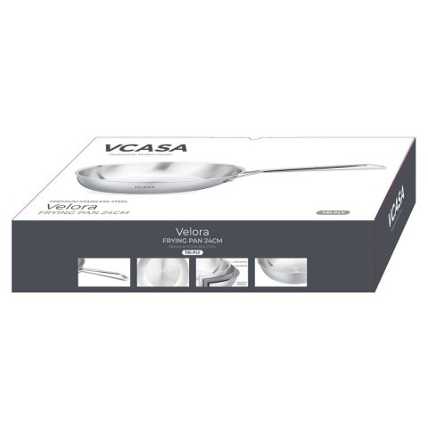 PATELNIA STALOWA 24cm VCASA VC-90152 VELORA TRI-PLY