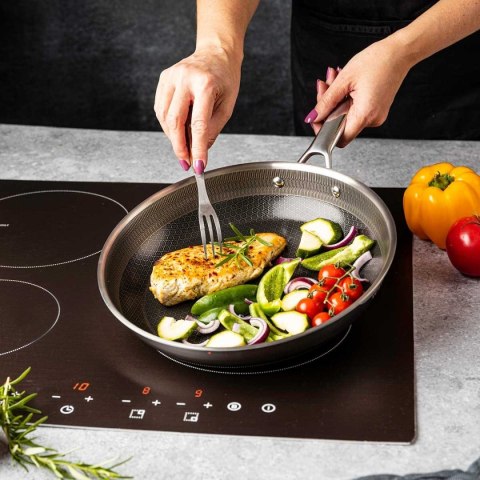 PATELNIA STALOWA 28cm VCASA VC-90156 VELORA Z POWŁOKĄ CERAMICZNĄ