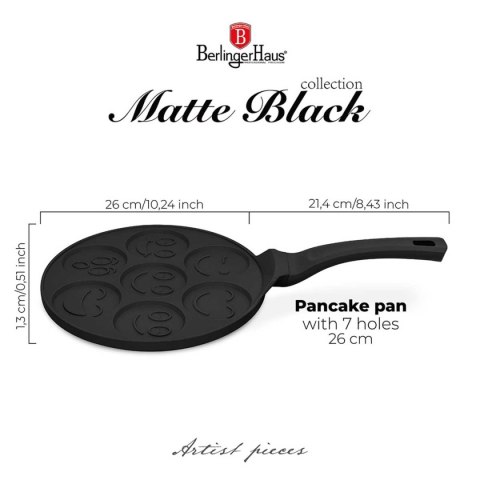 PATELNIA TYTANOWA 26cm DO PLACUSZKÓW EMOJI BERLINGER HAUS BH-7791 MATTE BLACK
