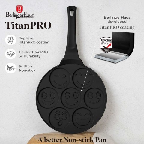 PATELNIA TYTANOWA 26cm DO PLACUSZKÓW EMOJI BERLINGER HAUS BH-7791 MATTE BLACK