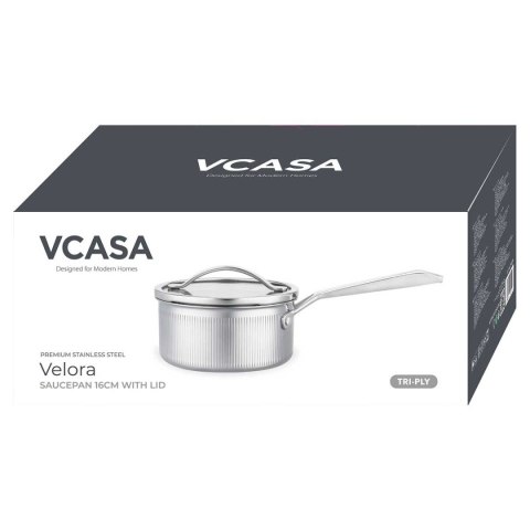 RONDEL STALOWY Z POKRYWĄ 16cm 1,6L VCASA VC-90121 VELORA