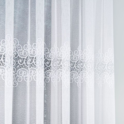 VIOLETTA Firanka żakardowa ze wzorem pasowym, wysokość 170cm, kolor 003 biały/niebieski 001539/BLY/003/000170/1