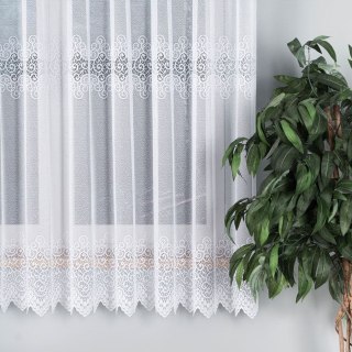VIOLETTA Firanka żakardowa ze wzorem pasowym, wysokość 180cm, kolor 003 biały/niebieski 001539/BLY/003/000180/1