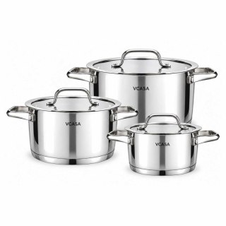 ZESTAW GARNKÓW STALOWYCH 16/20/24cm 6 ELEMENTÓW VCASA VC-90118 AMARA