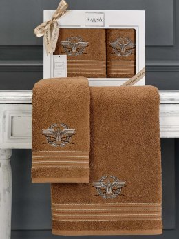 Ręcznik bawełniany frotte KAVELL 3676 mustard 50x90+70x140 kpl.