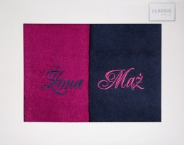 Komplet Ręczników MĄŻ ŻONA 2 70 Kolor Amarandowy