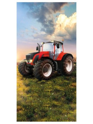 Ręcznik bawełniany 70x140 Traktor czerwony